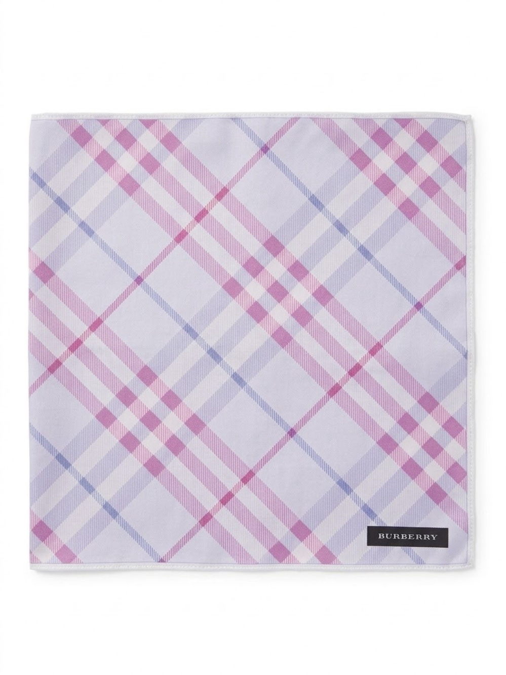 Burberry Plaid Cotton Twill Neckerchief Lavender Blue 19.5”